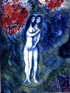 Adam et Ève nus, par Chagall