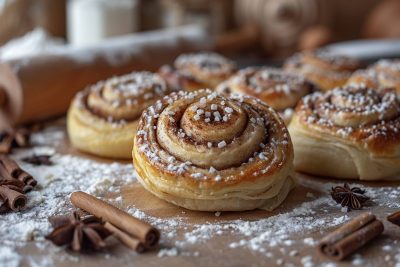 Réalisez des cinnamon rolls en 5 minutes avec pâte à pizza et pâte feuilletée